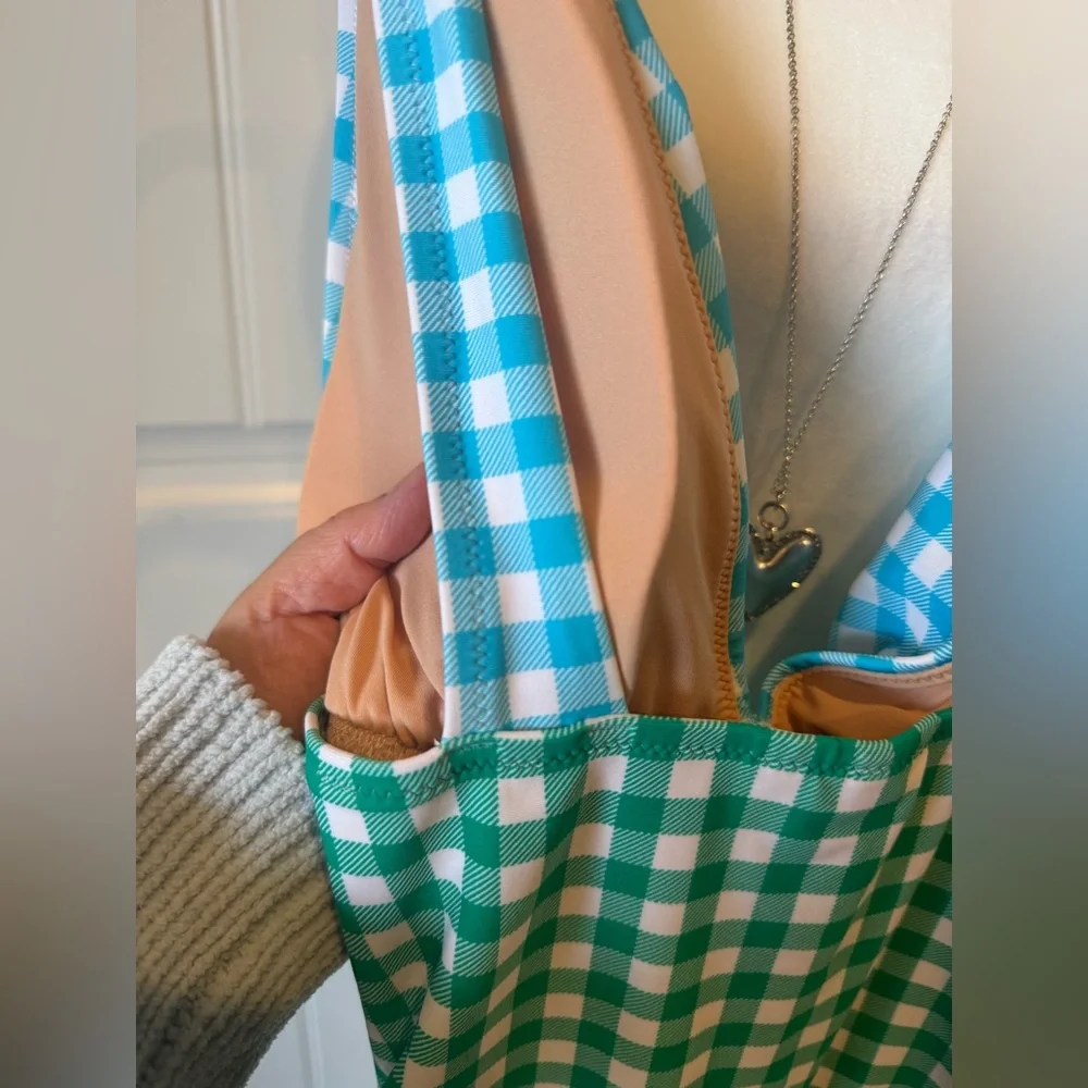 NWOT J. Crew Gingham One Piece - Blue & Green SZ SM